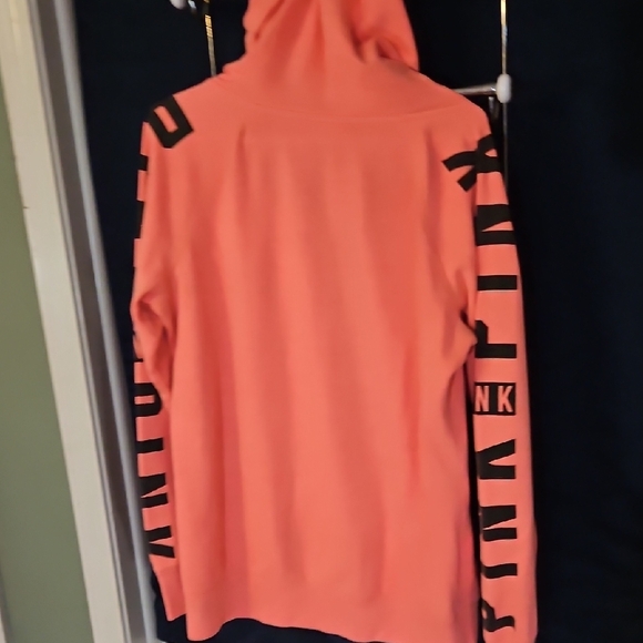 Victoria's Secret Pink Coral colored Hoodie with Black Accents - Picture 6 of 6